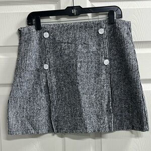 Shein Black & White Tweed Mini Skirt with Buttons - Size 12 - NWT